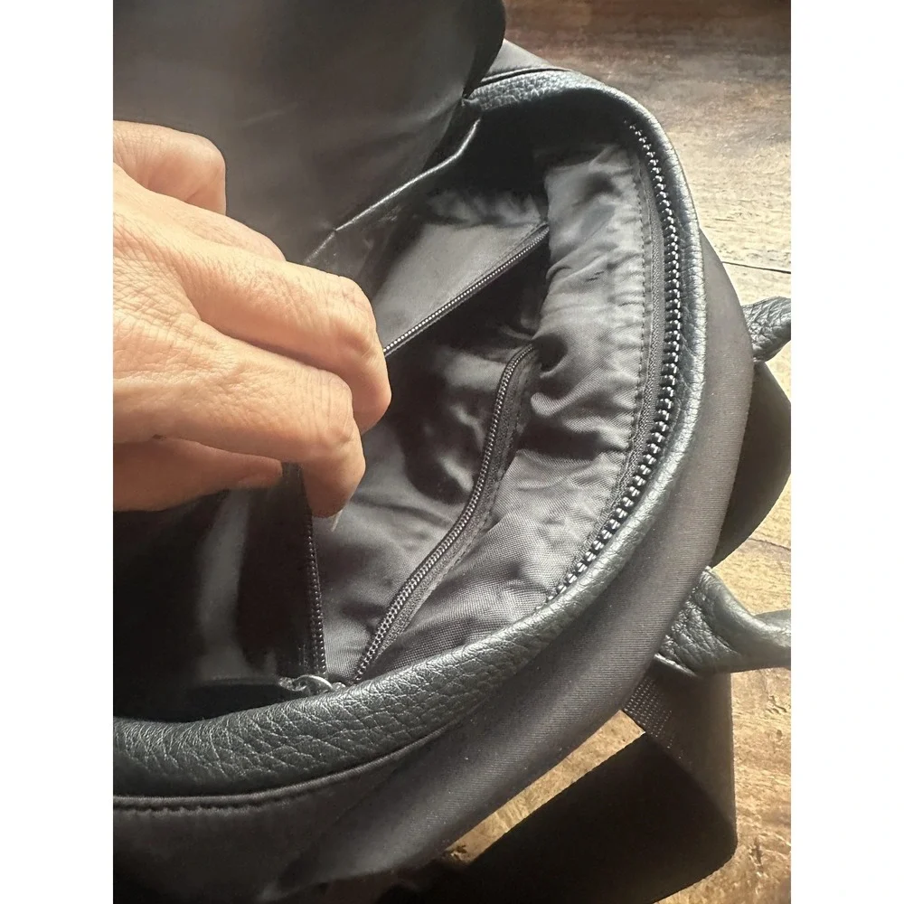 Calvin Klein Backpack Unisex Black Faux Leather Nylon Travel Laptop Bag